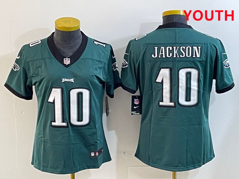 Youth Philadelphia Eagles 10 Jackson Green Second generations 2025 Nike Vapor Limited NFL Jersey style 5